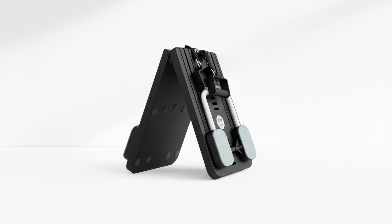 Black Pilates Board – 4-in-1 with Phone Holder & Counter folded with a white background