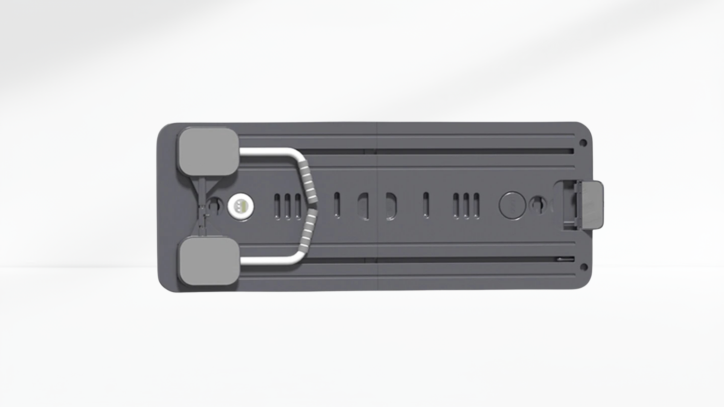 Black Pilates Board – Timer & Kneeling Pad with gray wheels on a white background