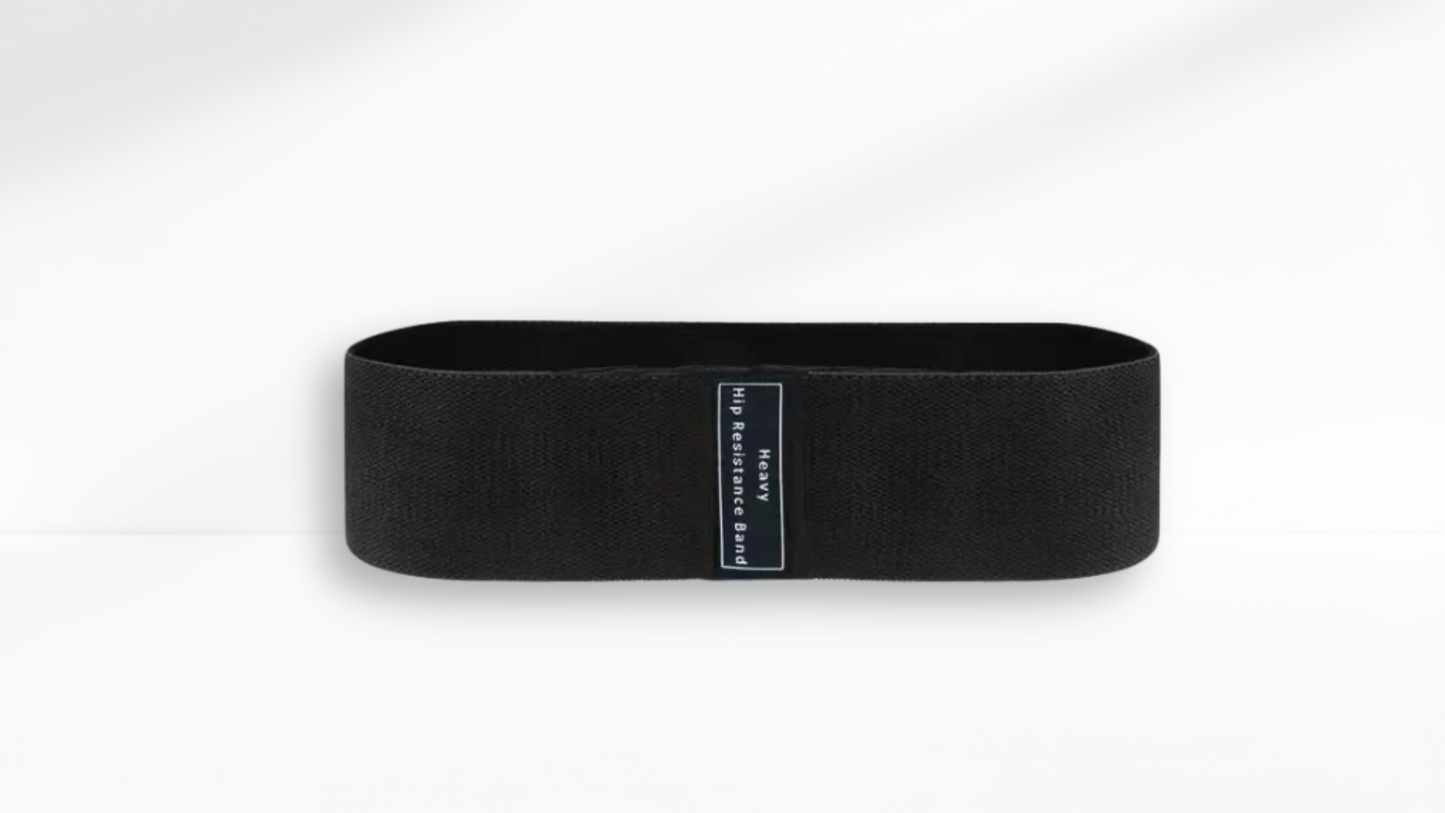 Black resistance band on a white background