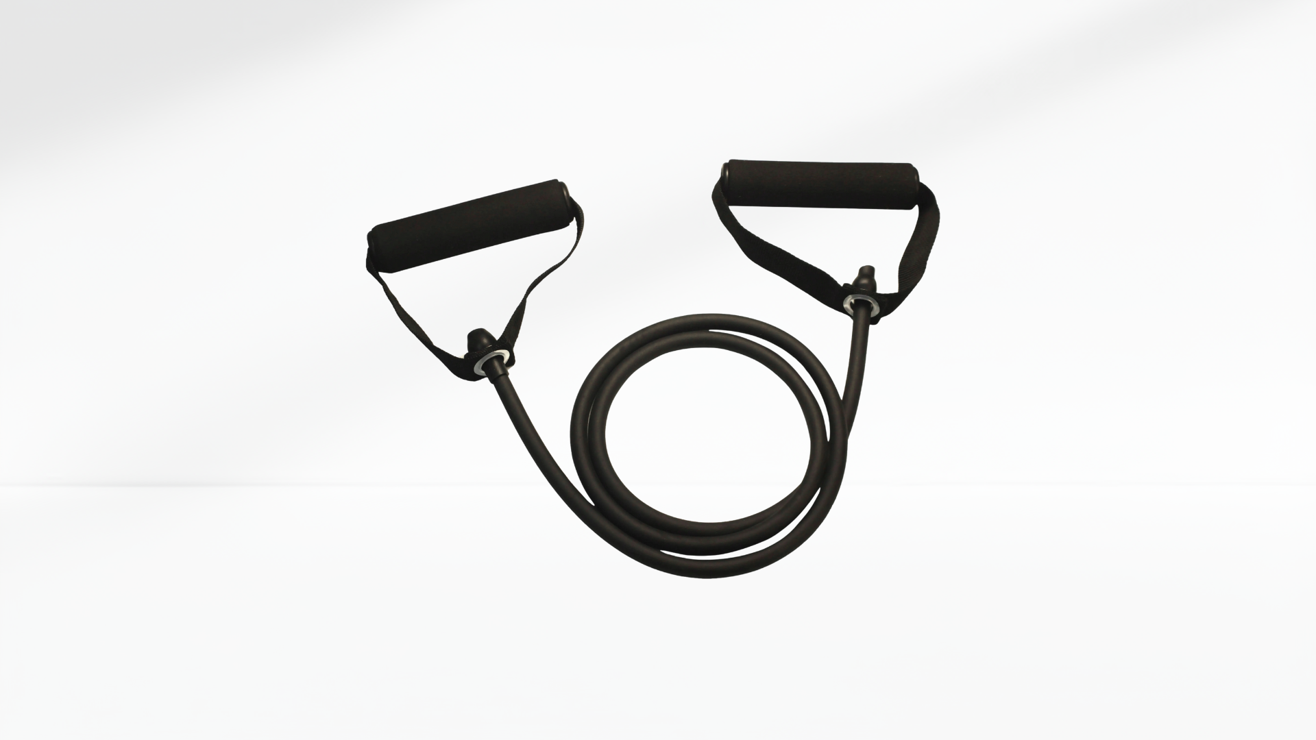 Black resistance band on a white background