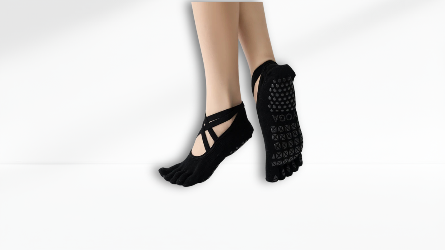 Black toe socks on a white background