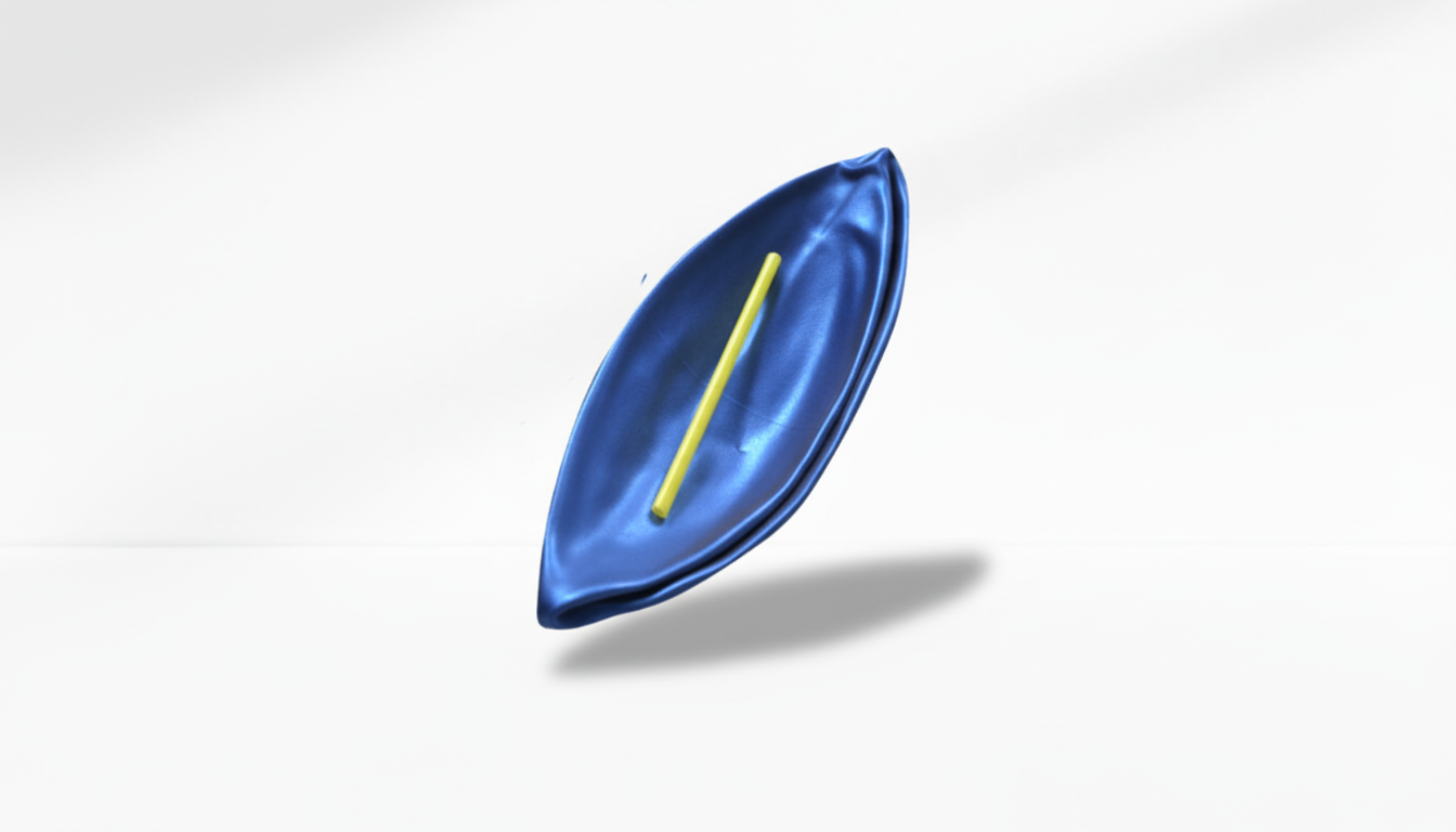 Blue ball and yellow pipe  on a white background