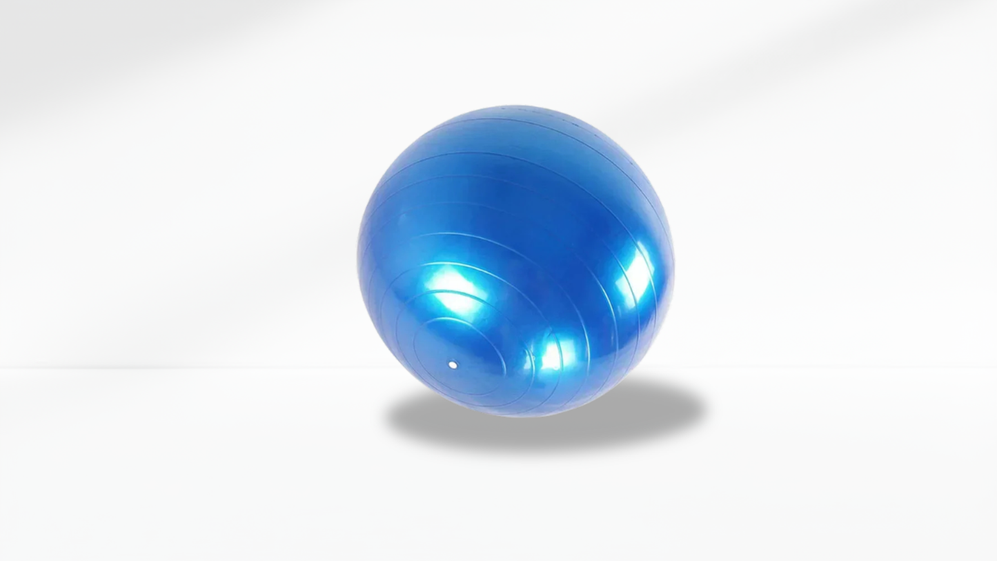 Blue yoga ball on a white background