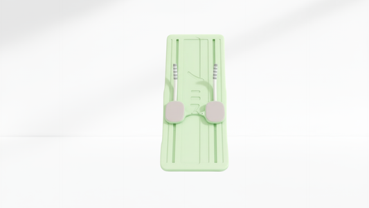 Light green Pilates Board – Without Resistance Rope with two gray pad  on a white background