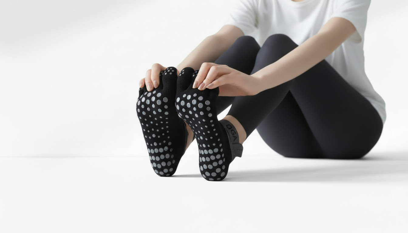 Person wearing black Toe Socks – Strap Edition on a white background