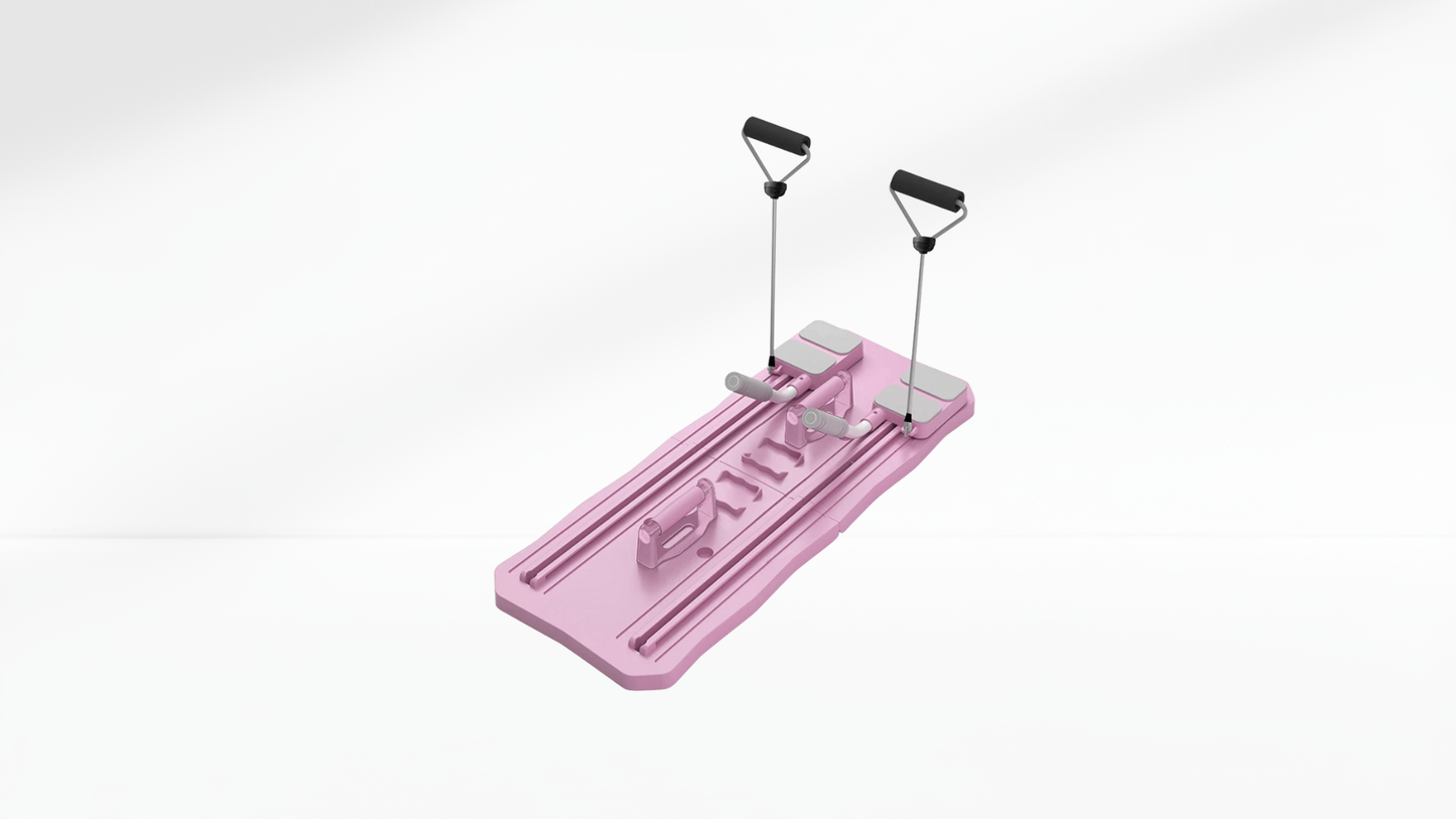 Pink Pilates Board – Side Resistance Ropes two handles on a white background