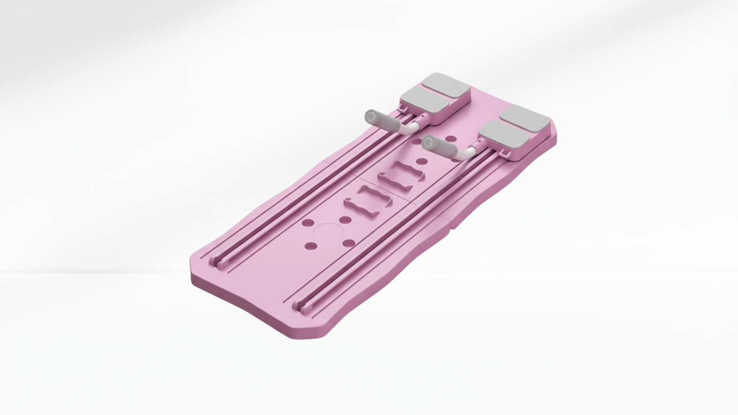 Pink Pilates Board – Side Resistance Ropes with screws on a white background