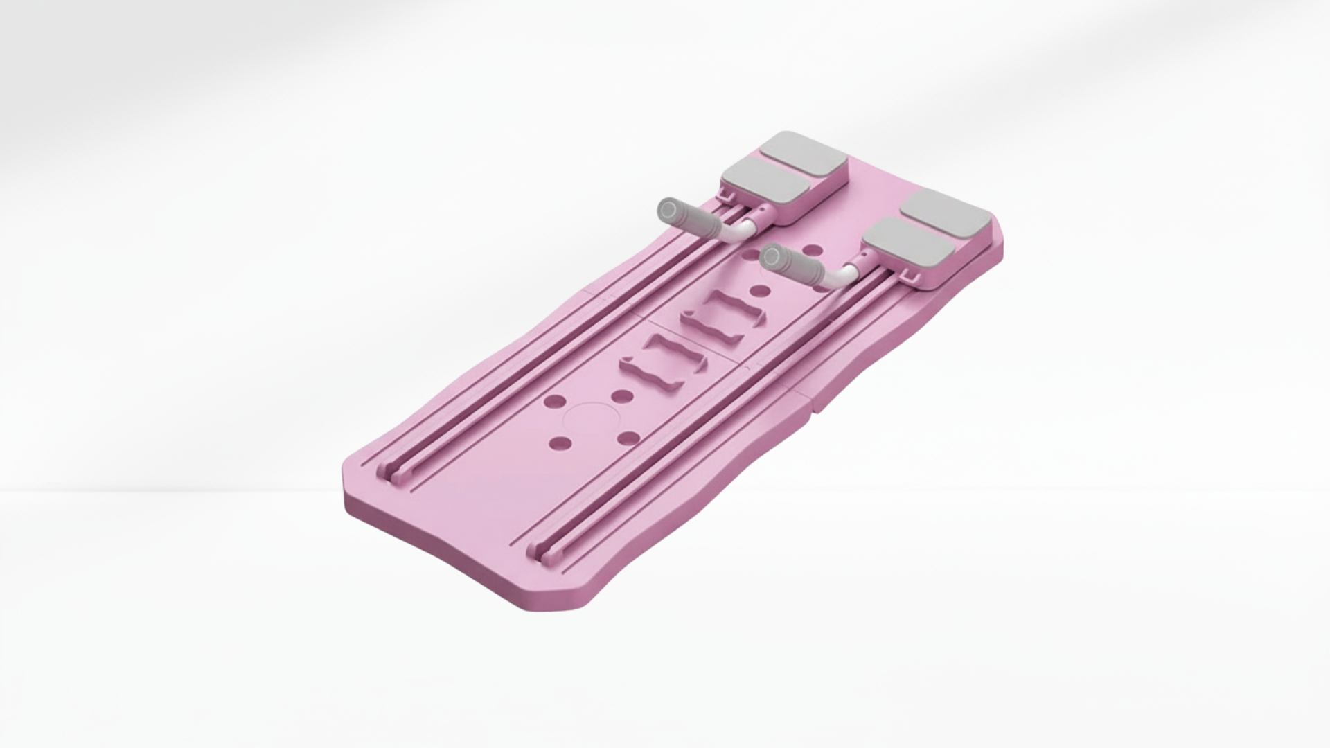 Pink Pilates Board – Side Resistance Ropes with screws on a white background