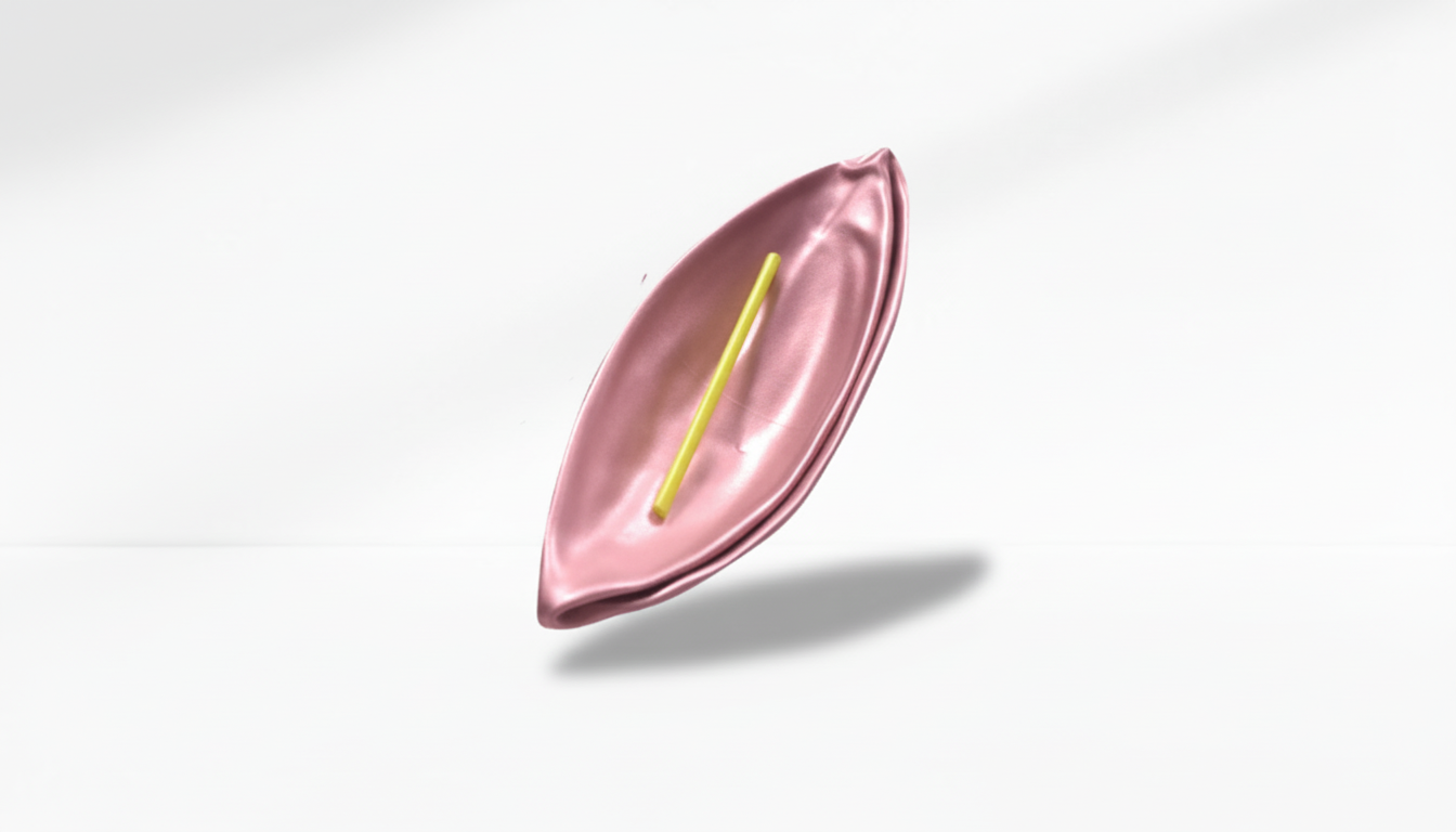 Pink ball object with a yellow stick on a white background