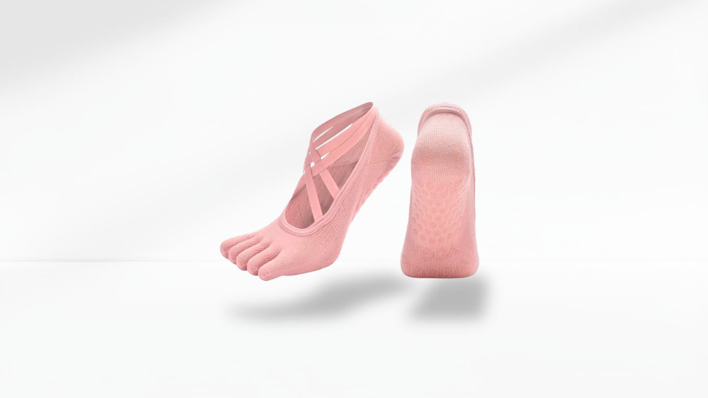 Pink toe sock on a white background