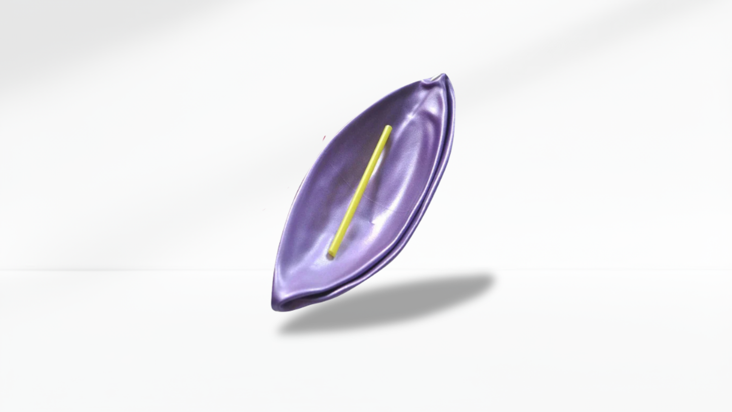 Purple ball with a yellow stick on a white background