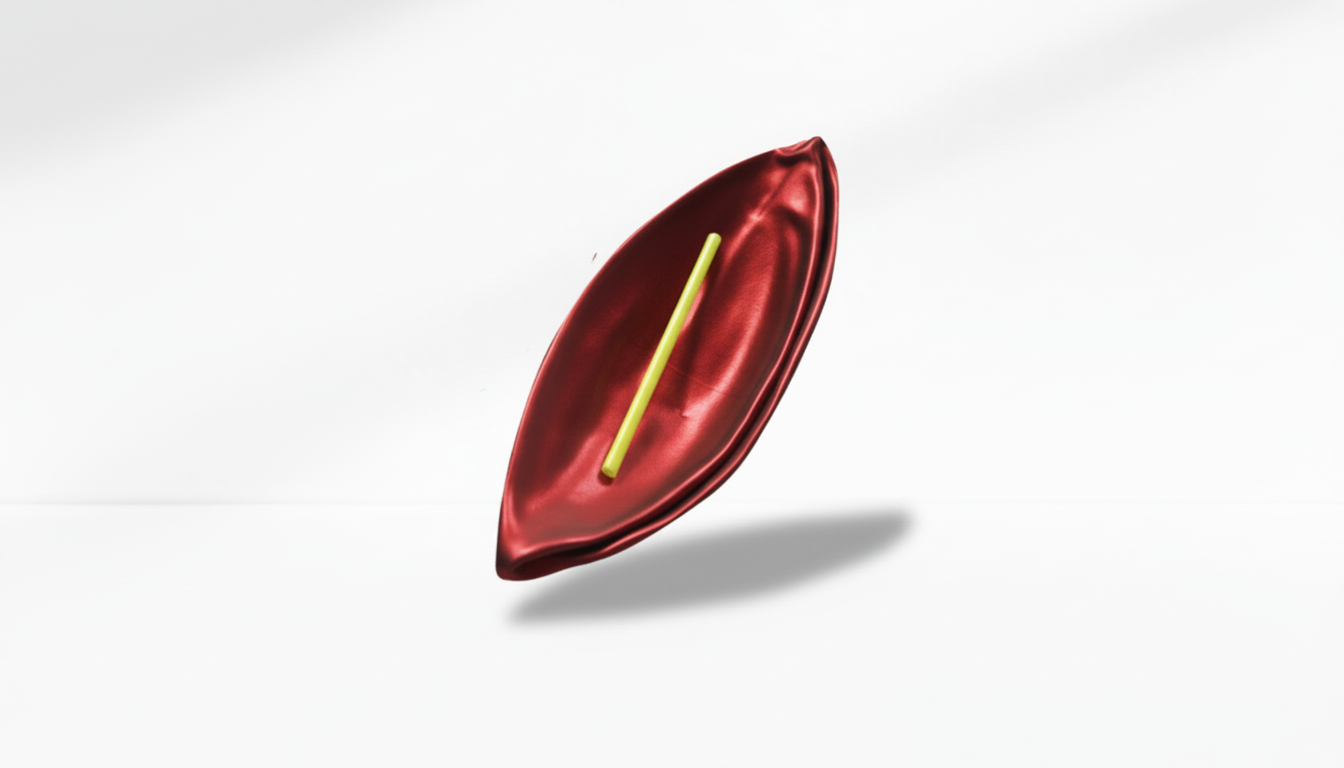 Red ball object with a yellow stick on a white background