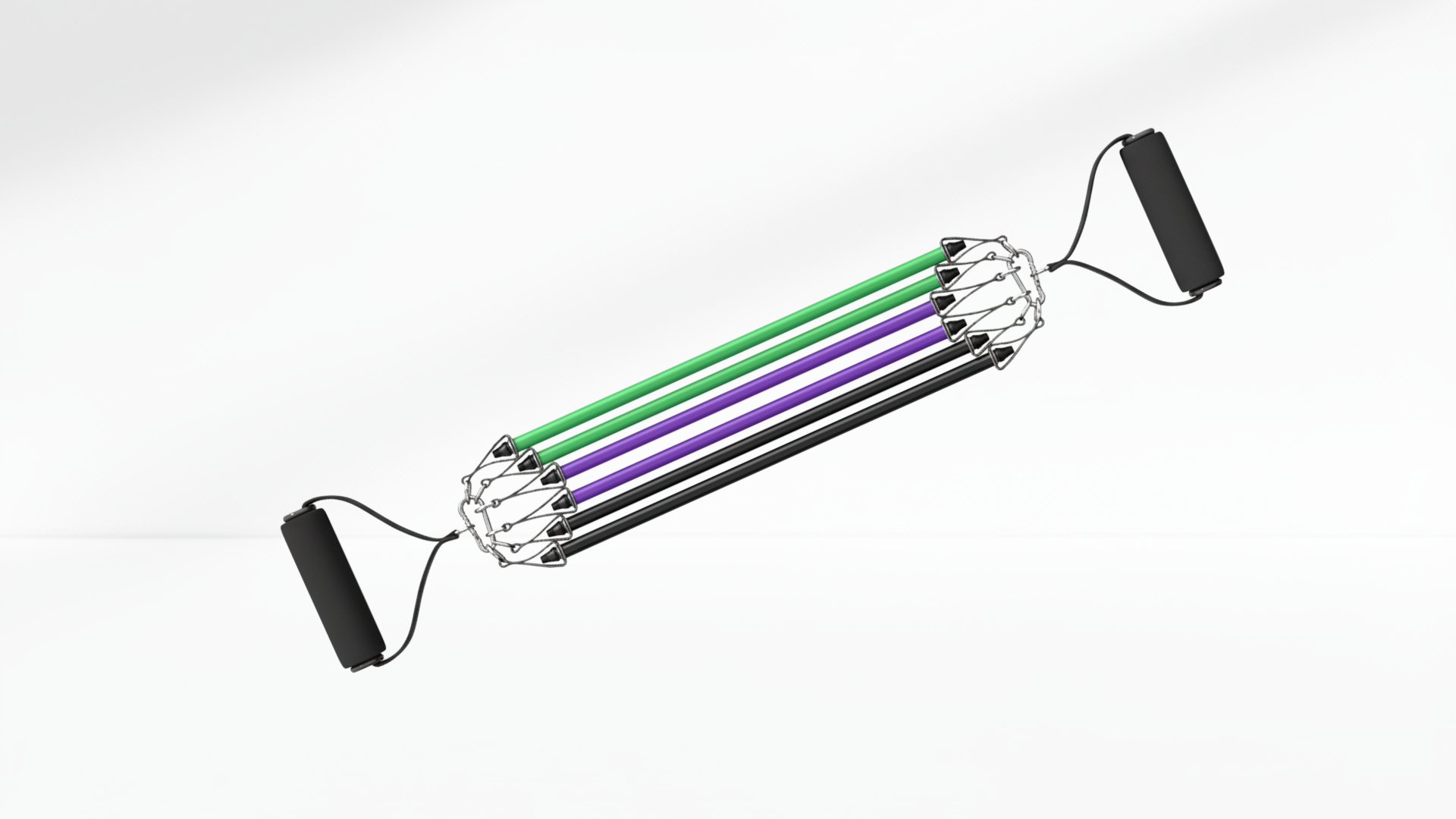 Resistance band set with handles on a white background