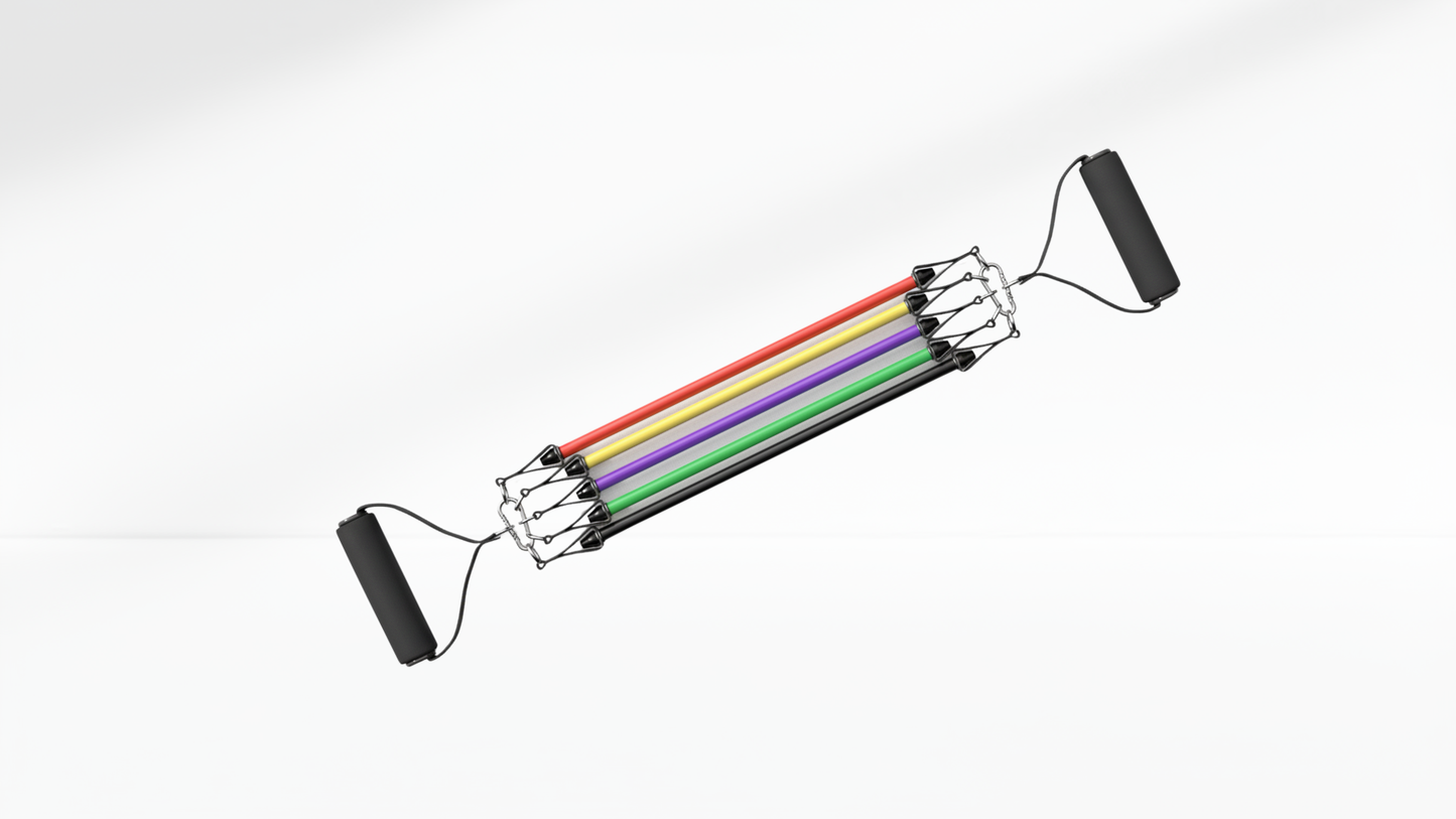 Resistance band with colorful bands on a white background