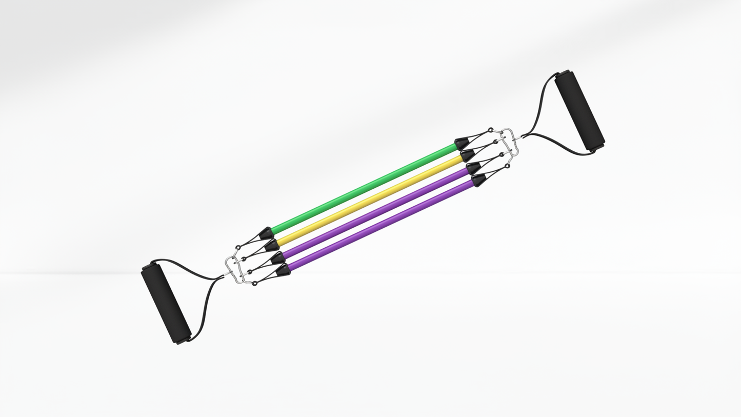 Resistance band with handles on a white background