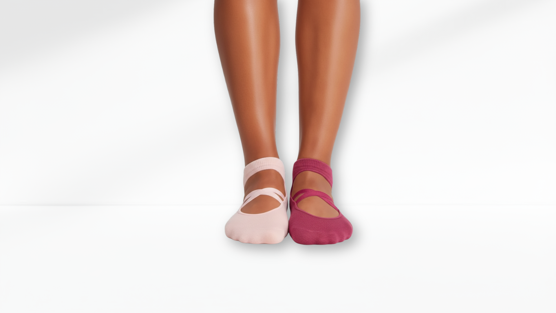 Two pairs of Grip Socks – Ballet Mary Jane worn on feet against a white background