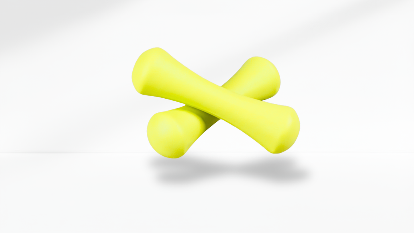 Two yellow Dumbbells – Candy Color Compact stacked on a white background