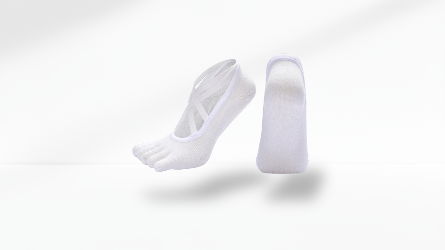 White toe socks on a white background