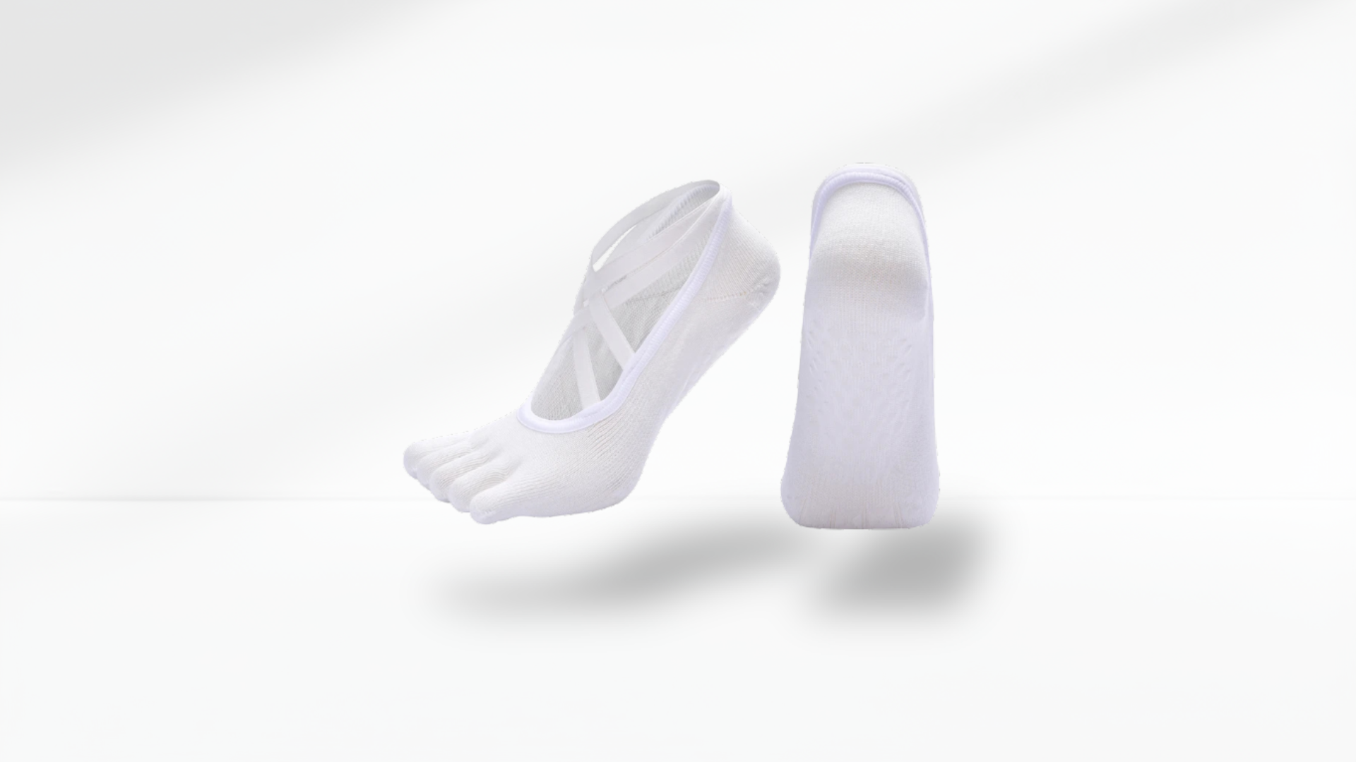 White toe socks on a white background