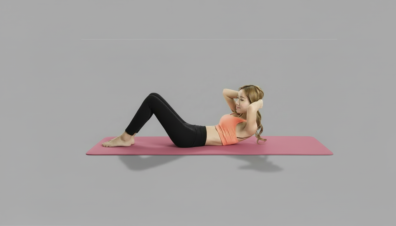 Woman exercising on a pink EVA Soft Yoga Mat against a gray background