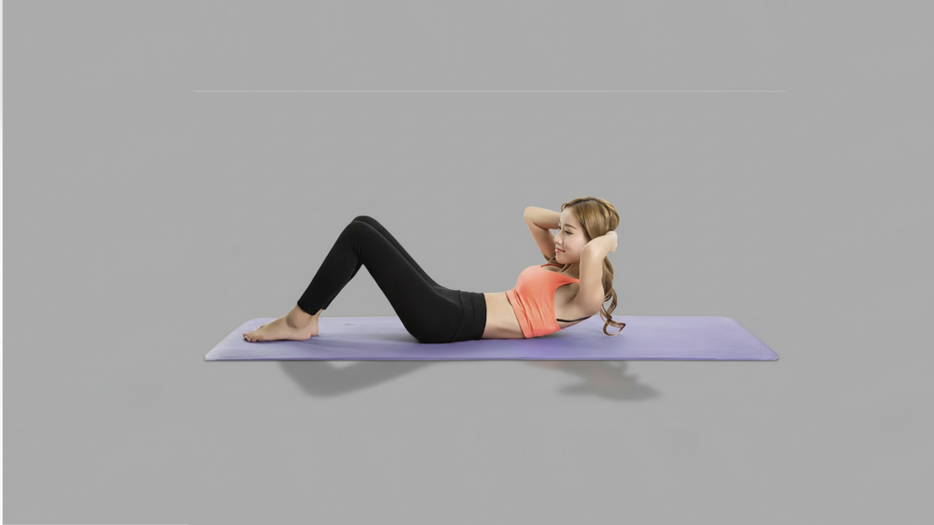 Woman exercising on a purple EVA Soft Yoga Mat with a gray background