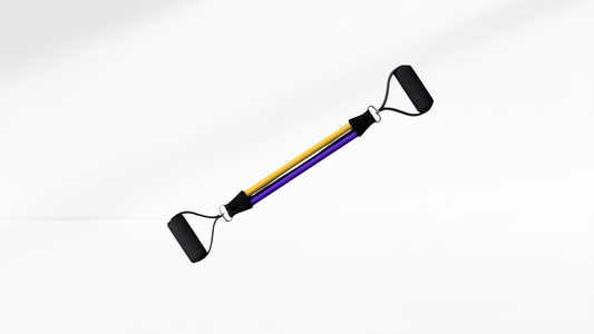 Yellow and purple Adjustable Resistance Bands Set on a white background