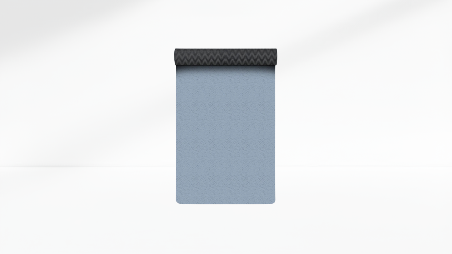 Yoga mat with black border on a white background