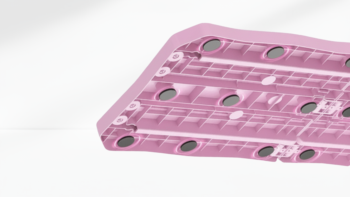 back of a Pink Pilates Board – Side Resistance Ropes on a white background