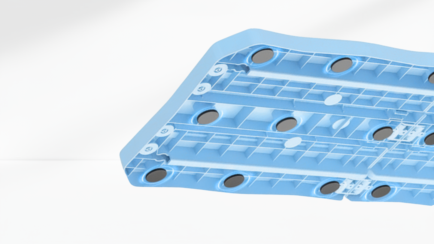 back os a Blue Pilates Board – Side Resistance Ropes  on a white background