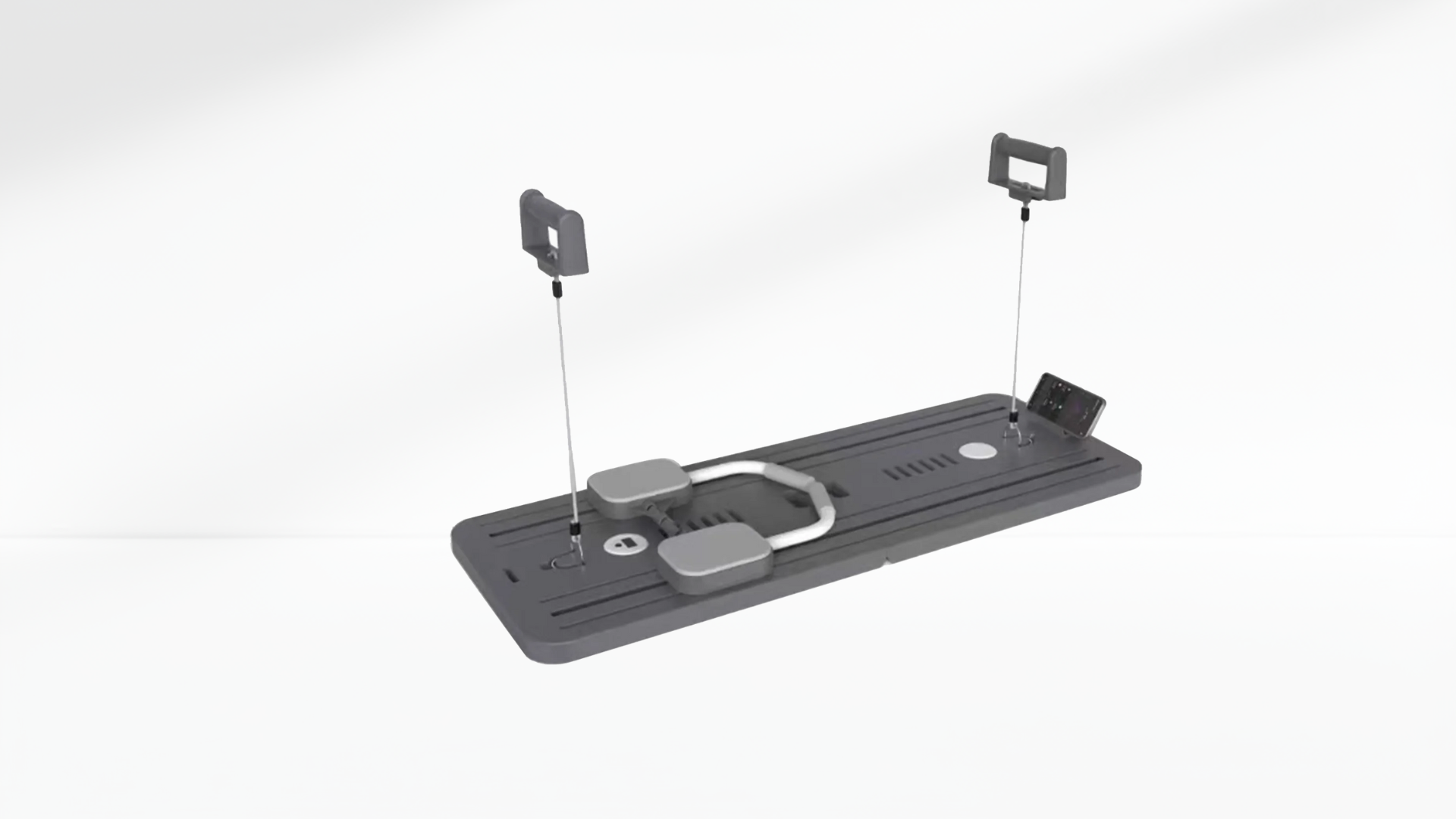 black Pilates Board – 4-in-1 with Phone Holder & Counter with multiple components on a white background