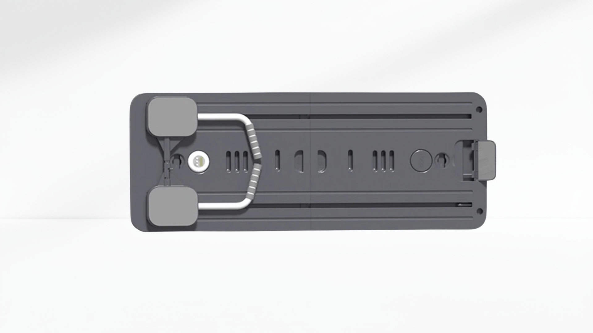 black folding Pilates Board – 4-in-1 with Phone Holder & Counterr with gray accents on a white background