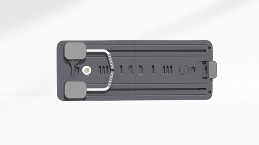 black folding Pilates Board – 4-in-1 with Phone Holder & Counterr with gray accents on a white background