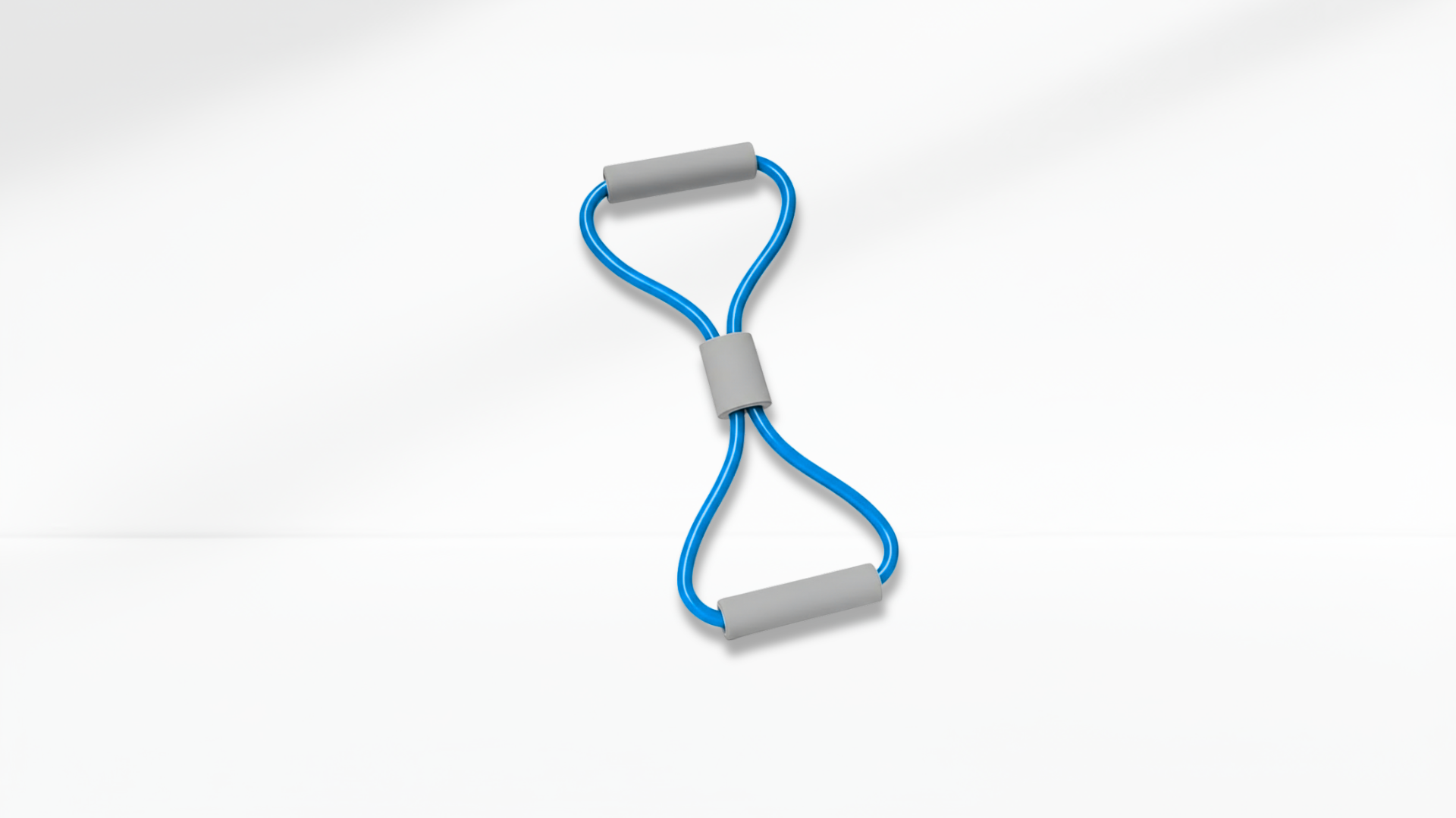 blue Resistance band with gray handles on a white background