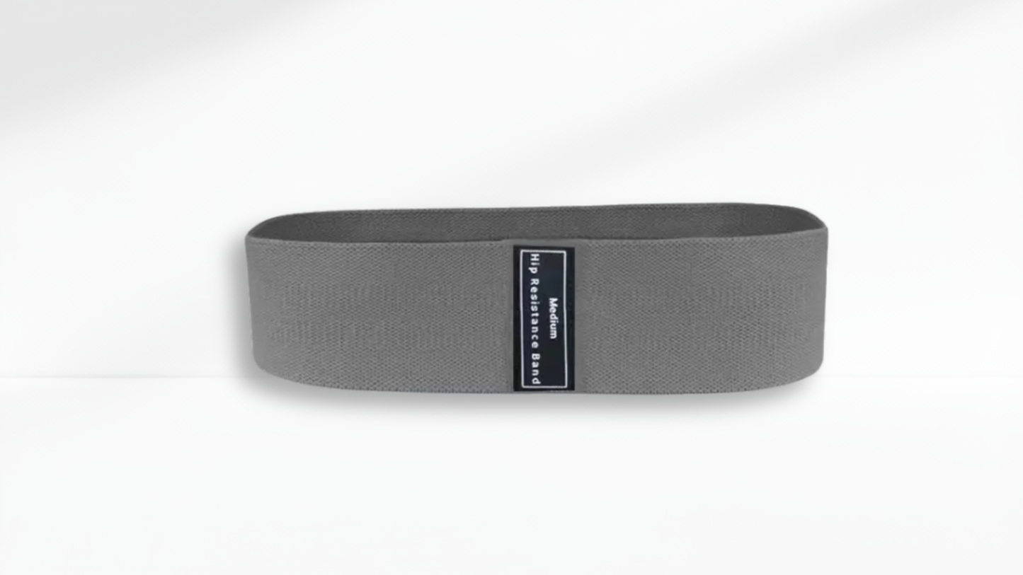 dark Gray resistance band with a label on a white background