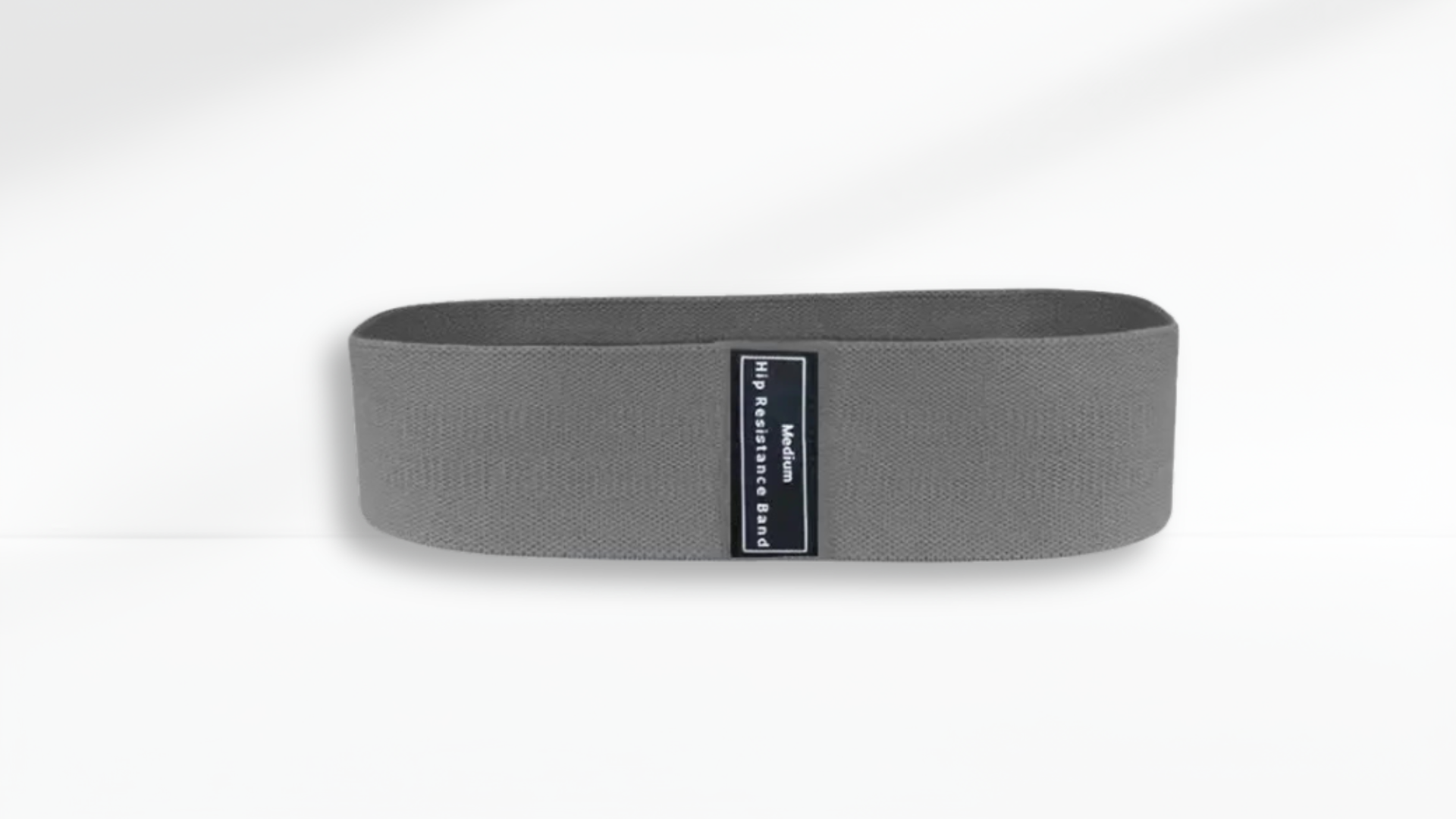 dark Gray resistance band with a label on a white background