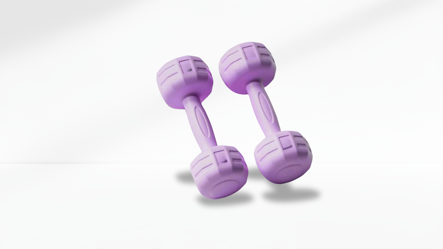 light purple  kettlebell on a gray surface with a white background