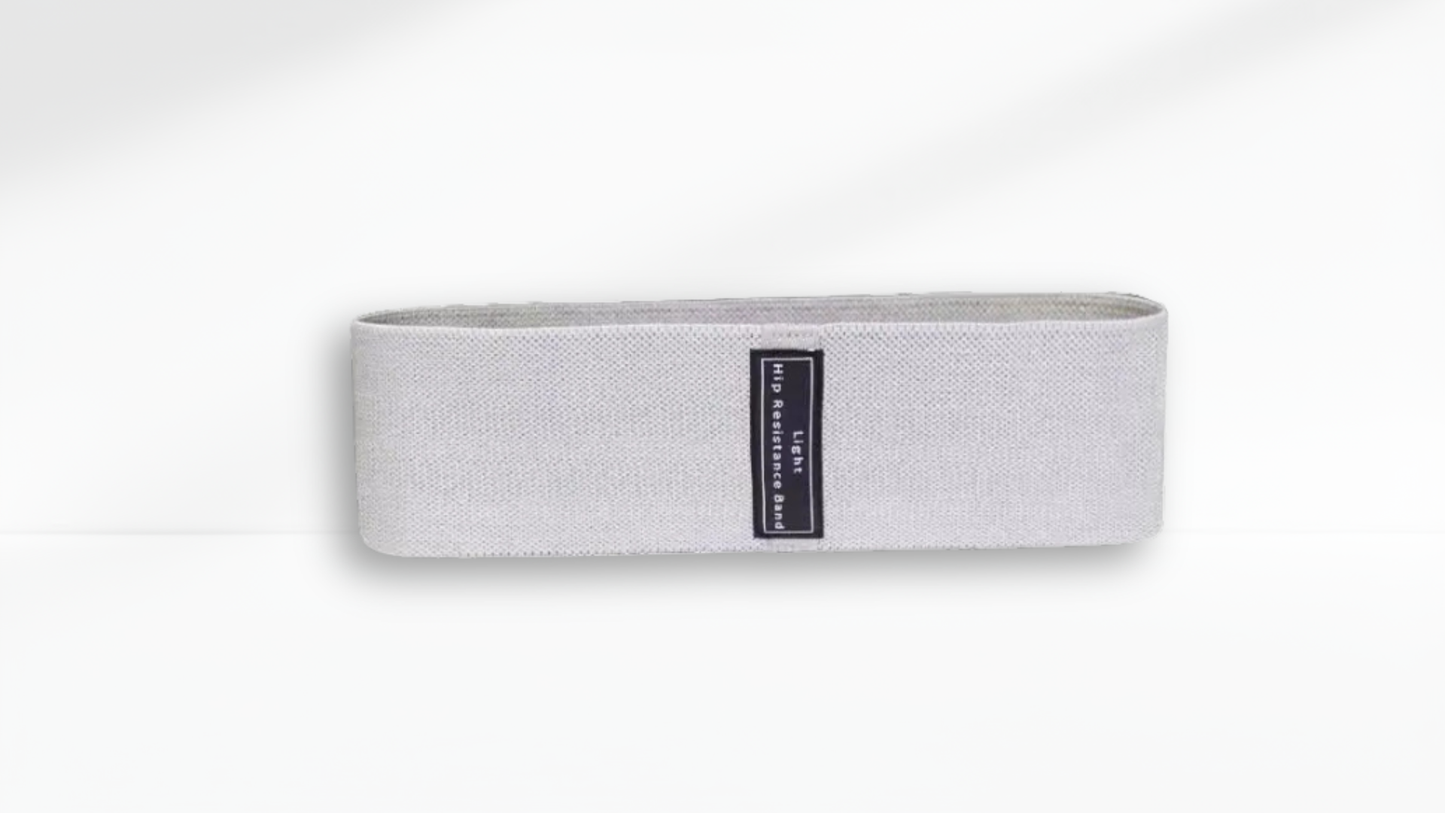 sliver resistance band  with a black label on a white background