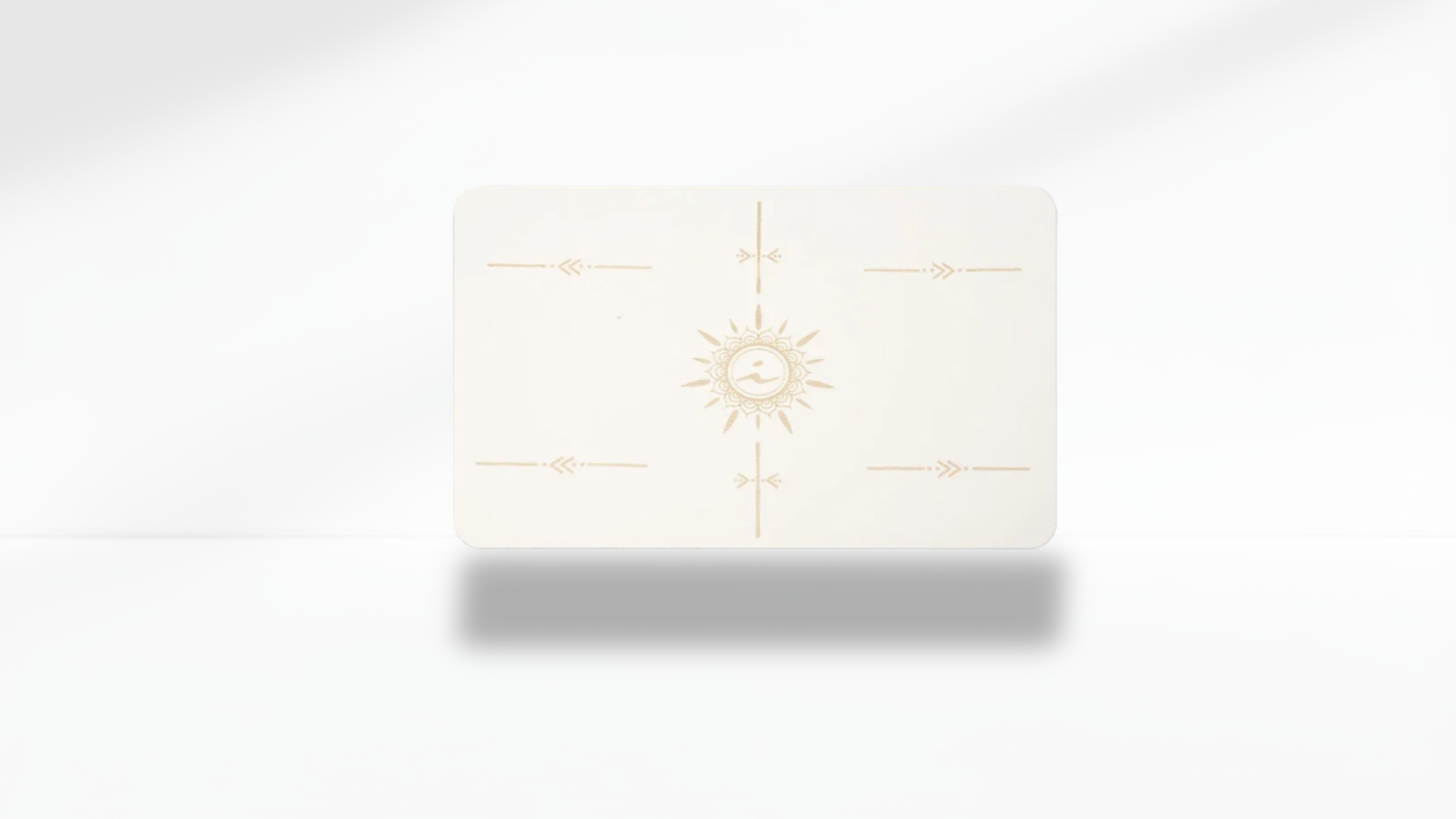 Front view of a white mini flat support yoga mat with alignment markers on a clean white background.